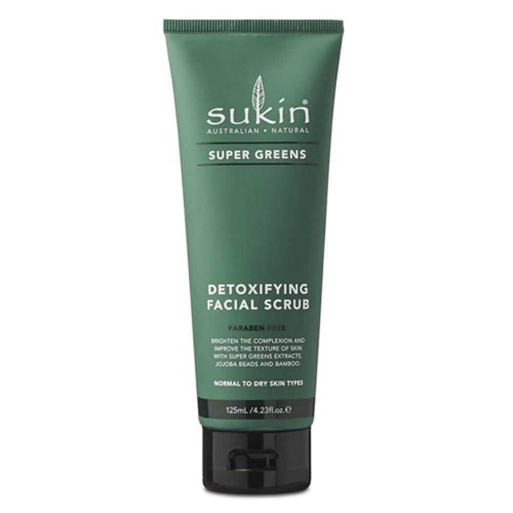 Sukin Super Greens Detoxifying Facial Scrub Normal to Dry Skin Paraben Free 4.23Oz (125ml)
